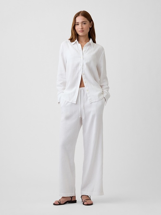 Image number 1 showing, Relaxed Linen-Blend Wide-Leg Pants