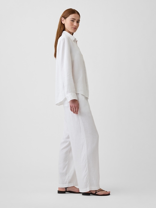 Image number 3 showing, Relaxed Linen-Blend Wide-Leg Pants