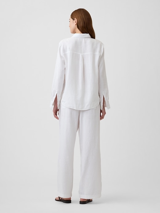 Image number 4 showing, Relaxed Linen-Blend Wide-Leg Pants