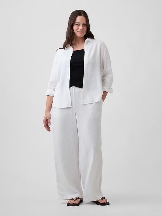 Image number 5 showing, Relaxed Linen-Blend Wide-Leg Pants