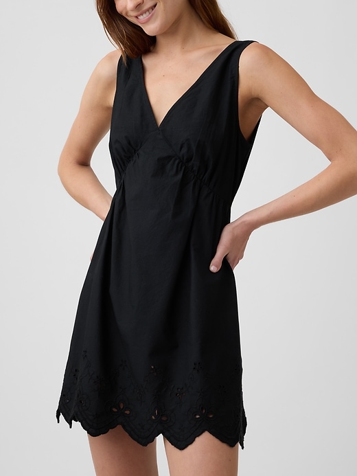 Image number 3 showing, Eyelet V-Neck Mini Dress