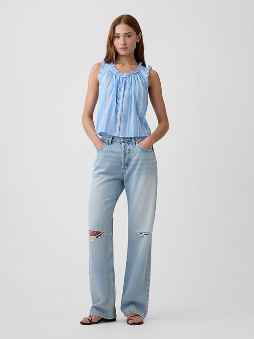 Image number 3 showing, Relaxed Sleeveless Tie-Neck Top