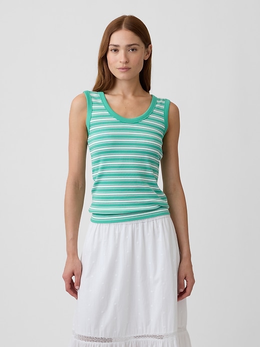 Image number 1 showing, Ribbed Scoopneck Tank Top