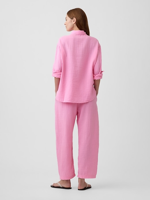 Image number 4 showing, Mid Rise Pull-On Barrel Gauze Pants