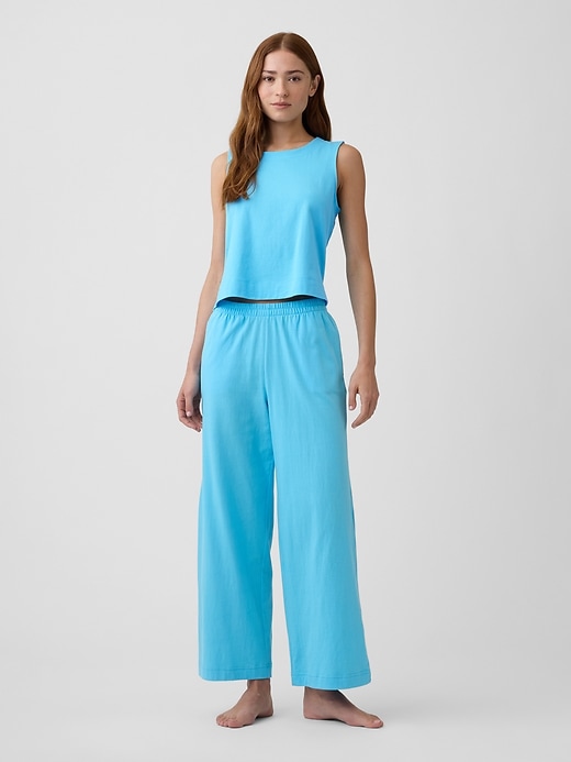 Image number 1 showing, Heavyweight Pull-On Wide-Leg Crop Pants