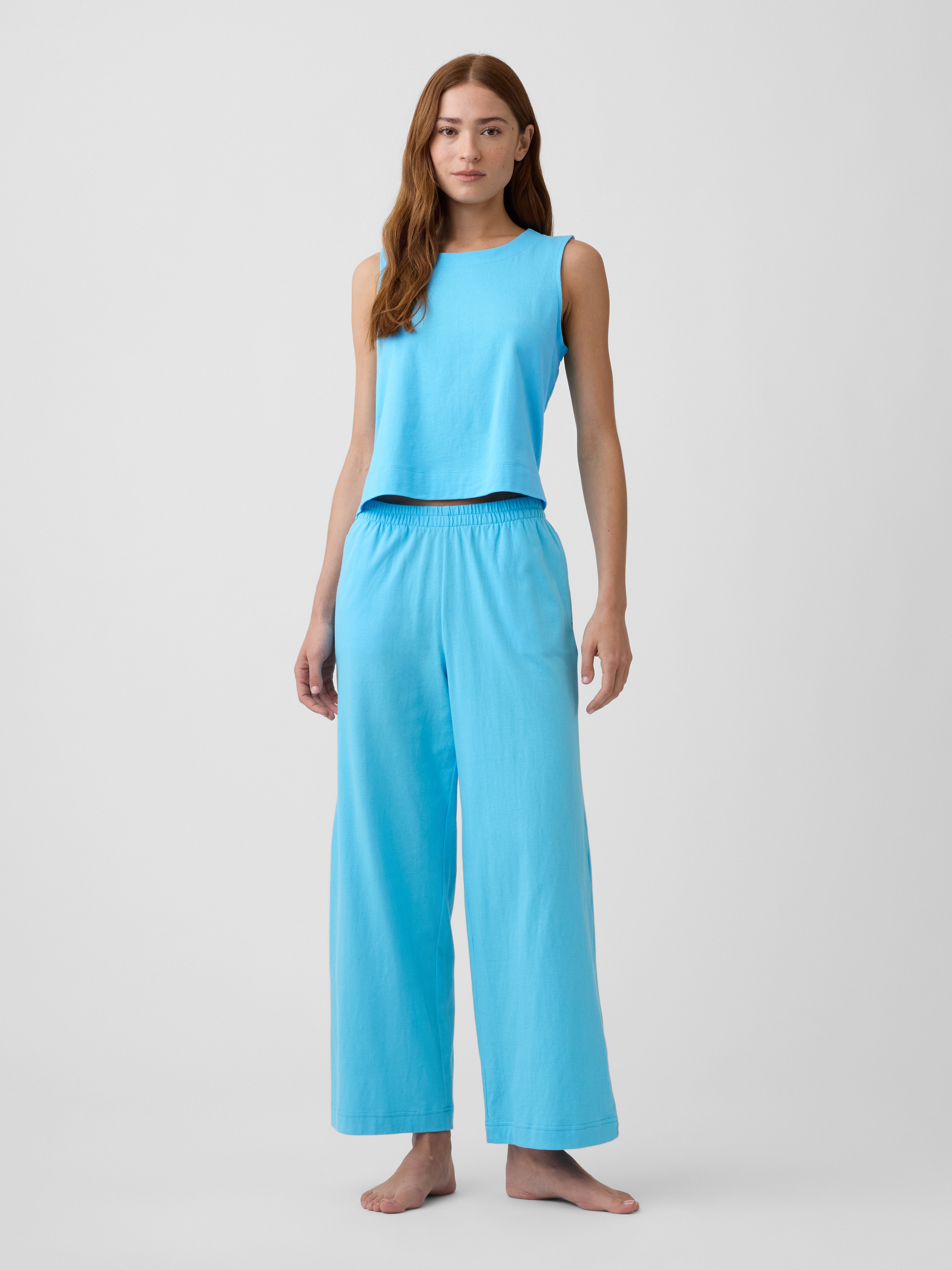 Heavyweight Pull-On Wide-Leg Crop Pants
