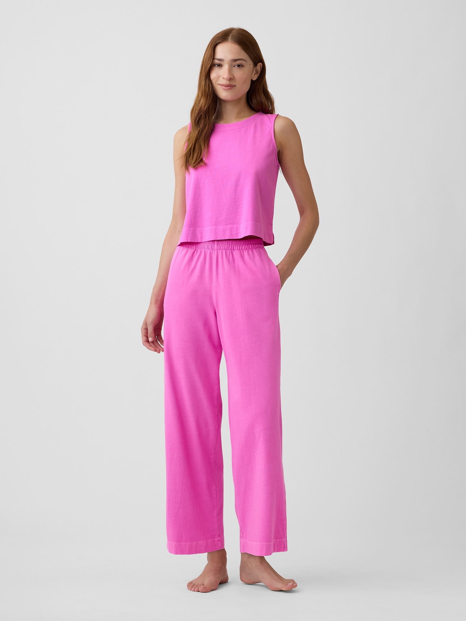Heavyweight Pull-On Wide-Leg Crop Pants