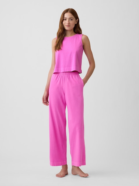 Heavyweight Pull-On Wide-Leg Crop Pants