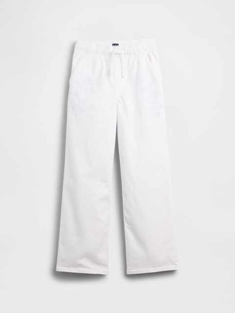Kids Mid Rise Pull-On Wide-Leg Jeans