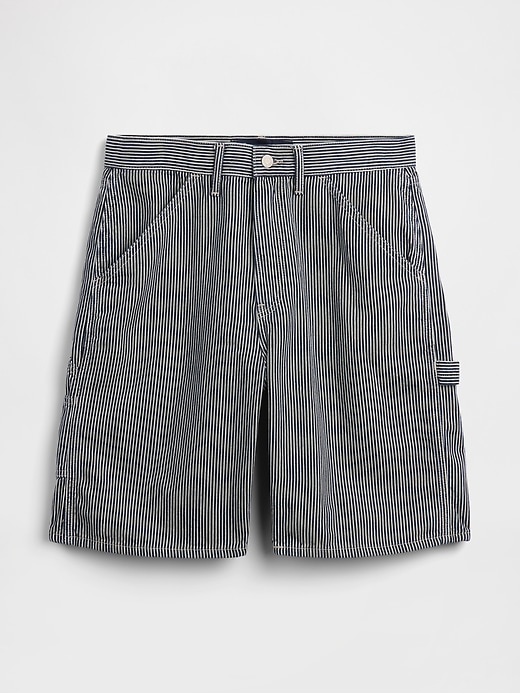Image number 6 showing, 9" Denim Railroad Stripe Carpenter Shorts