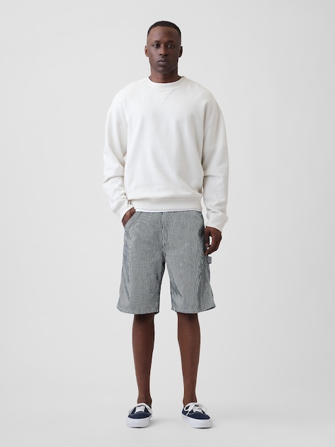 9" Denim Railroad Stripe Carpenter Shorts