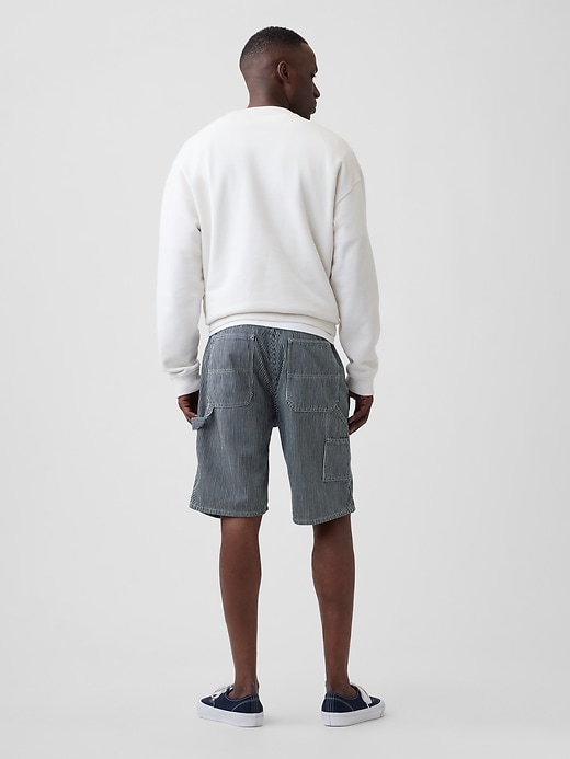 Image number 2 showing, 9" Denim Railroad Stripe Carpenter Shorts