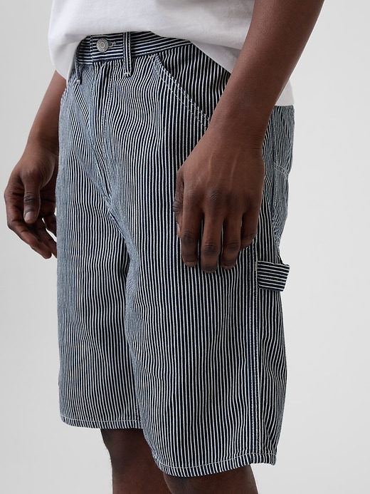 Image number 5 showing, 9" Denim Railroad Stripe Carpenter Shorts