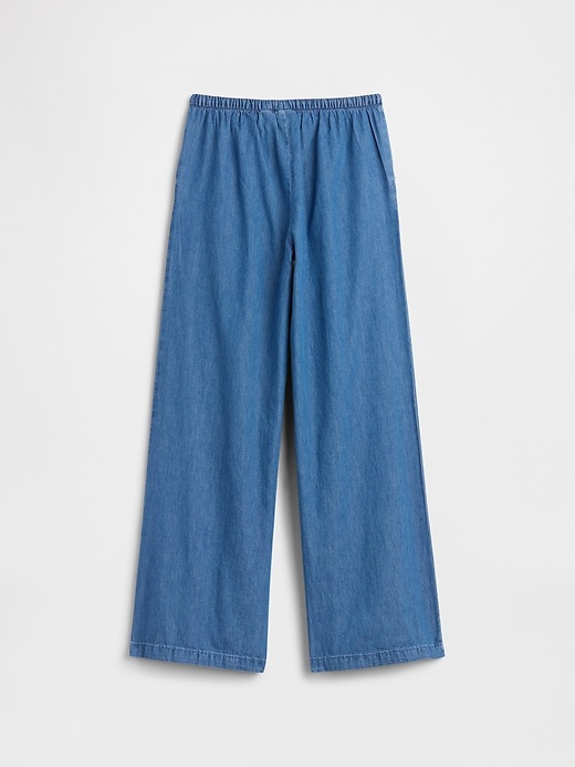 Image number 2 showing, Kids Pull-On Wide-Leg Chambray Pants