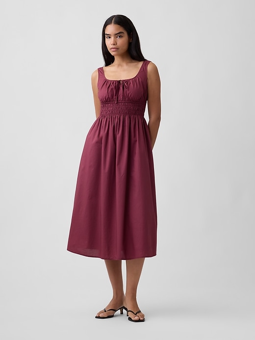 smocked midi dress gap Fit & Flare Lightweight Smocked-Bodice Midi Dress