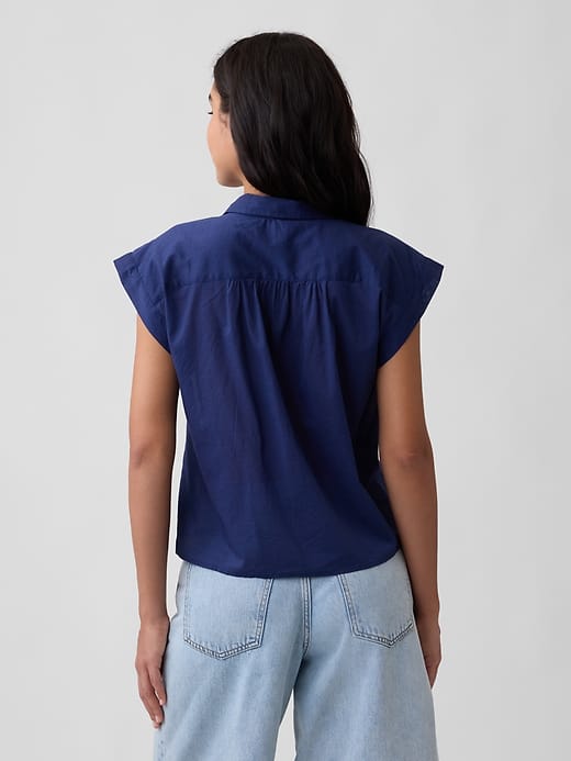 Image number 2 showing, Collared Cap-Sleeve Shirt
