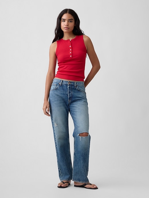 Image number 3 showing, Ribbed Henley Tank Top