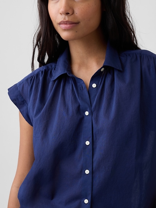 Image number 4 showing, Collared Cap-Sleeve Shirt