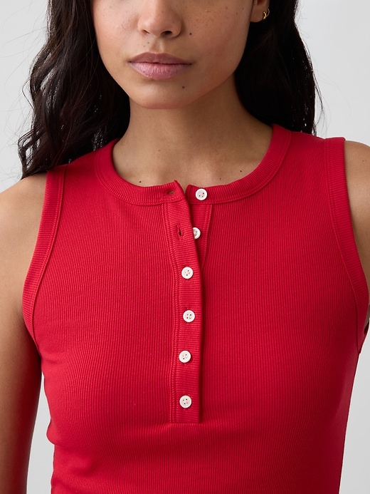 Image number 4 showing, Ribbed Henley Tank Top