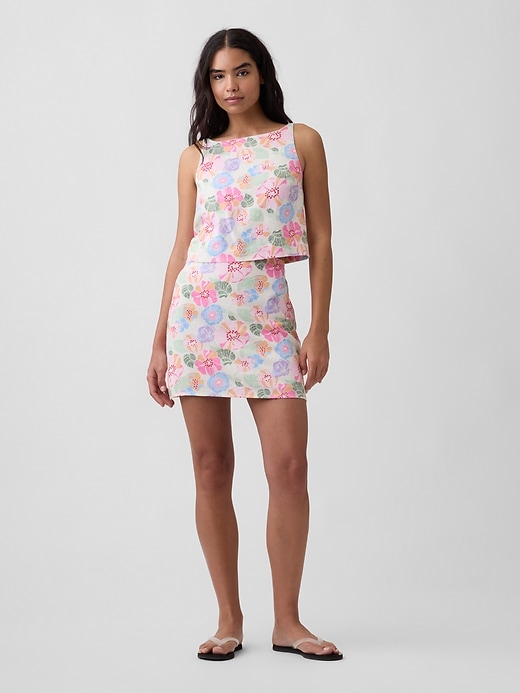 Image number 1 showing, Linen-Blend Pull-On Mini Skirt