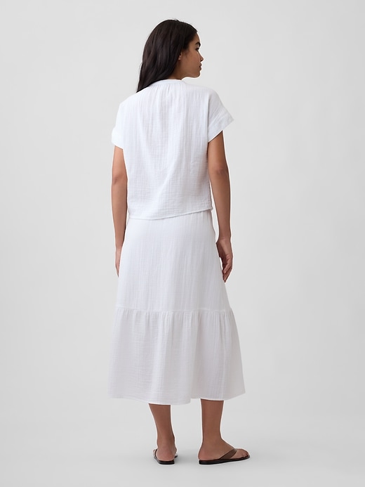 Image number 2 showing, Pull-On Gauze Midi Skirt