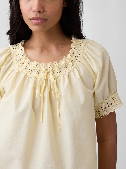 Image number 4 showing, Relaxed Embroidered Tie-Front Top