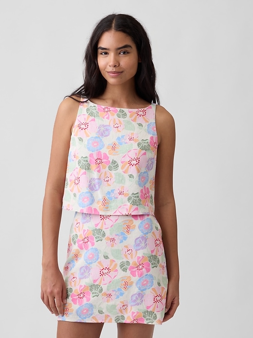 Image number 1 showing, Linen-Blend Apron Top