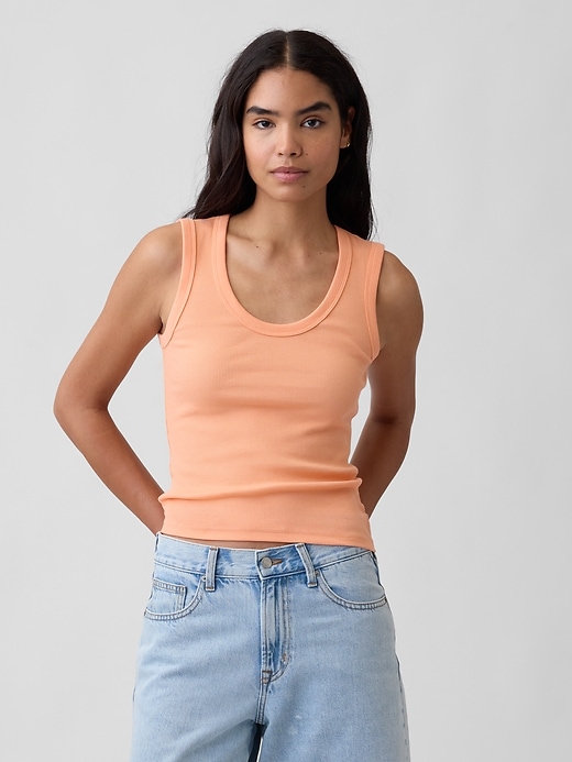 Image number 1 showing, Ribbed Scoopneck Tank Top