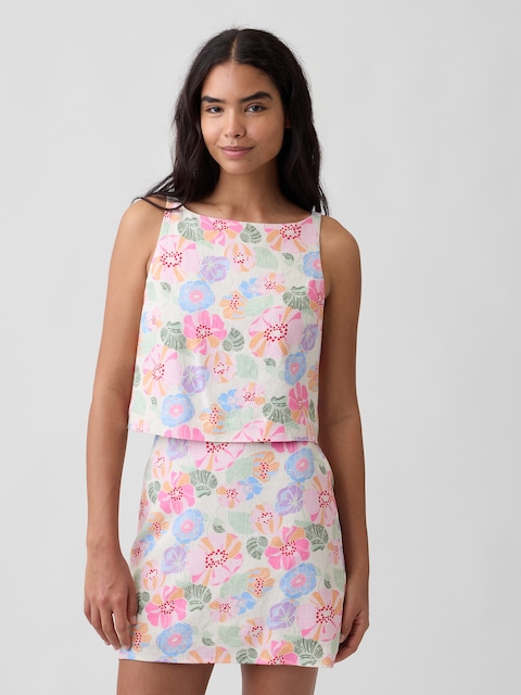 Linen-Blend Apron Top