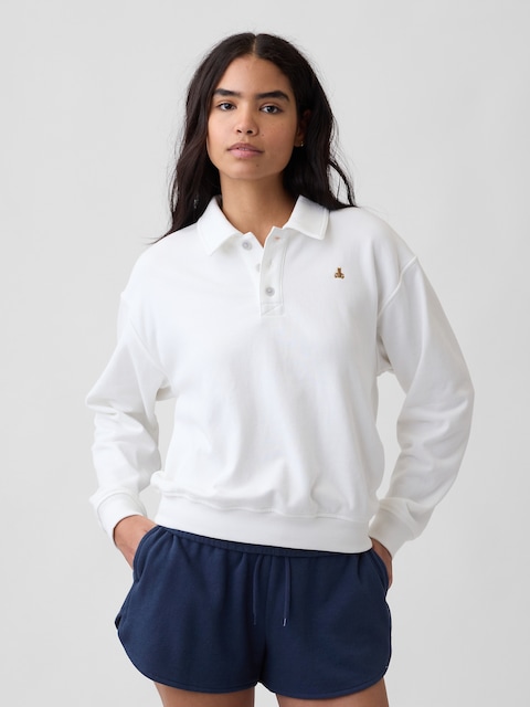 Relaxed Cropped Polo Sweatshirt