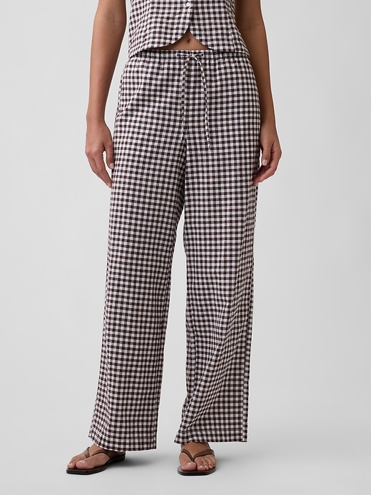 Image number 2 showing, Mid Rise Pull-On Wide-Leg Linen-Blend Pants