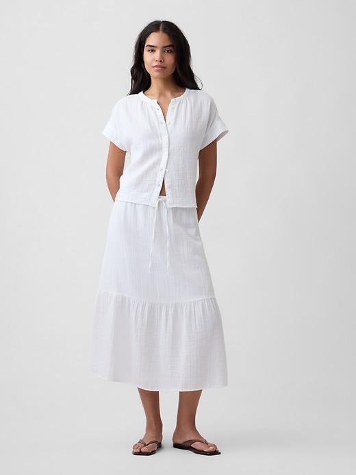 Image number 3 showing, Relaxed Button-Up Gauze Top