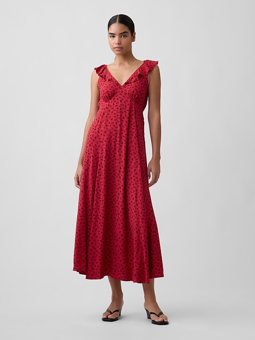 Image number 1 showing, Ruffle V-Neck Maxi Dress