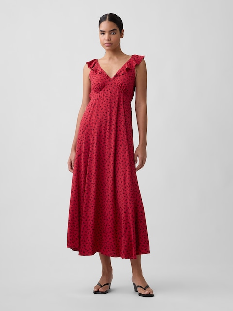 Ruffle V-Neck Maxi Dress