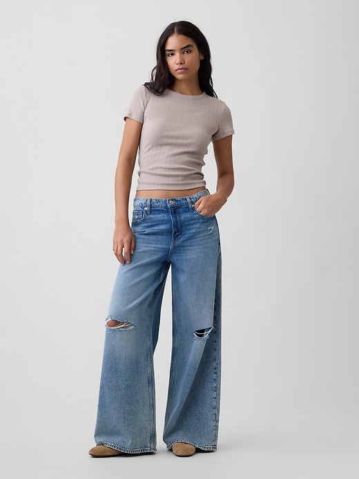 Image number 3 showing, Ribbed Pointelle Crewneck T-Shirt