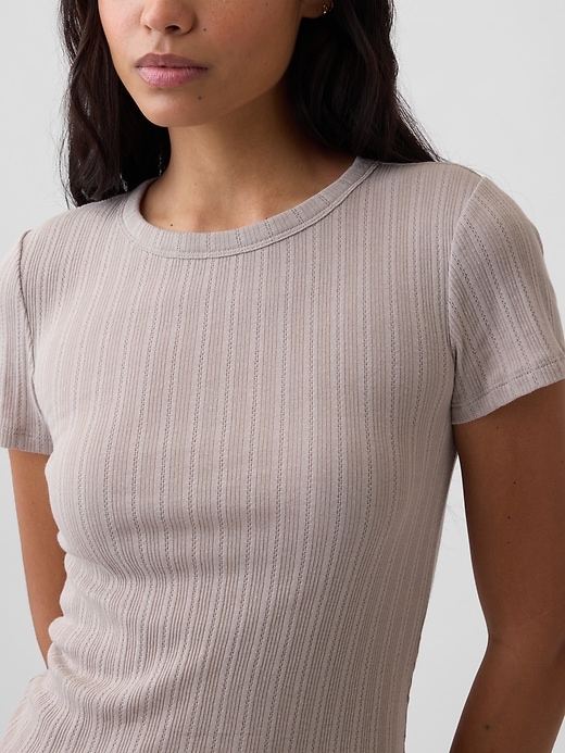 Image number 4 showing, Ribbed Pointelle Crewneck T-Shirt