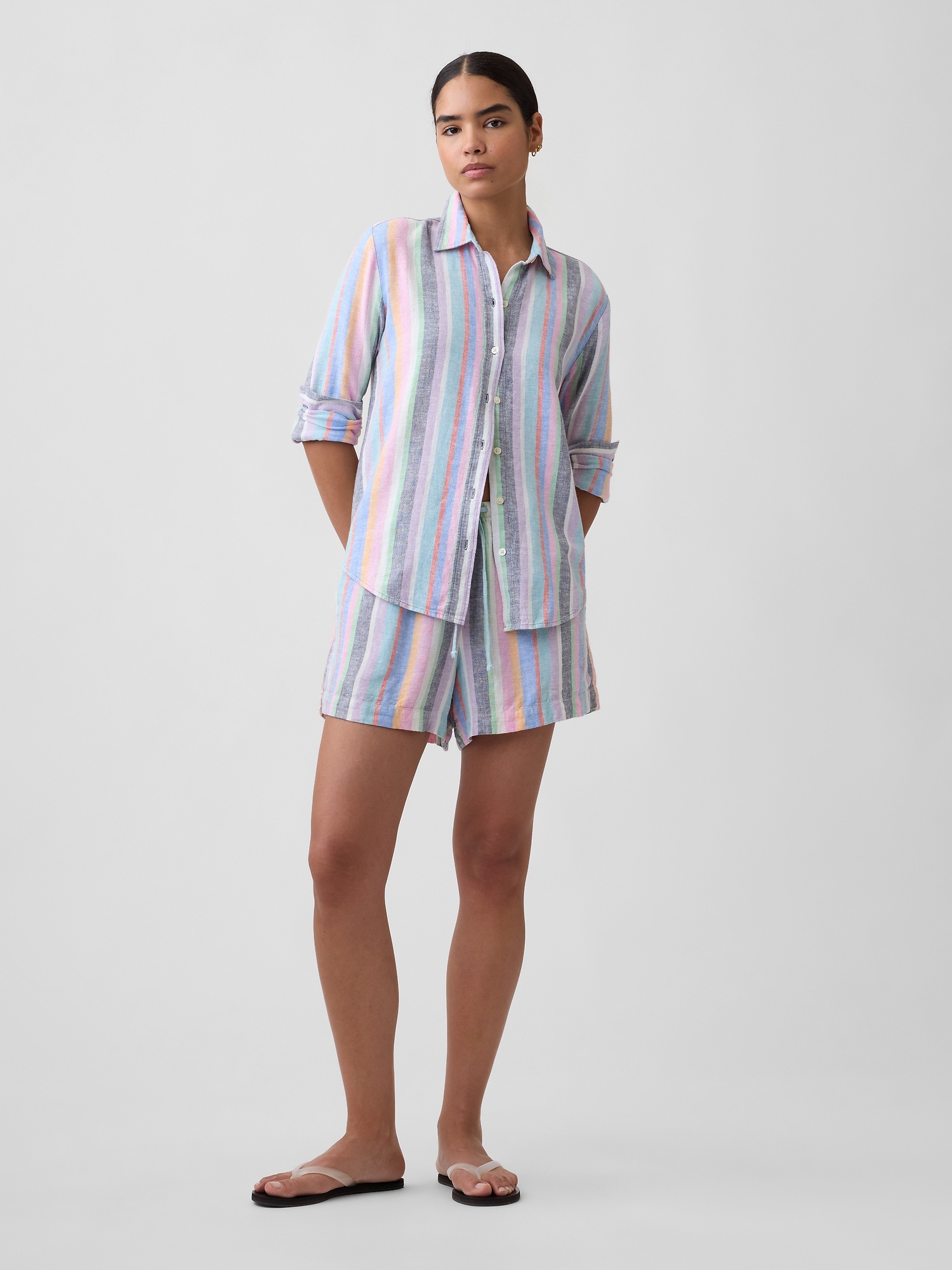 4" Pull-On Linen-Blend Shorts
