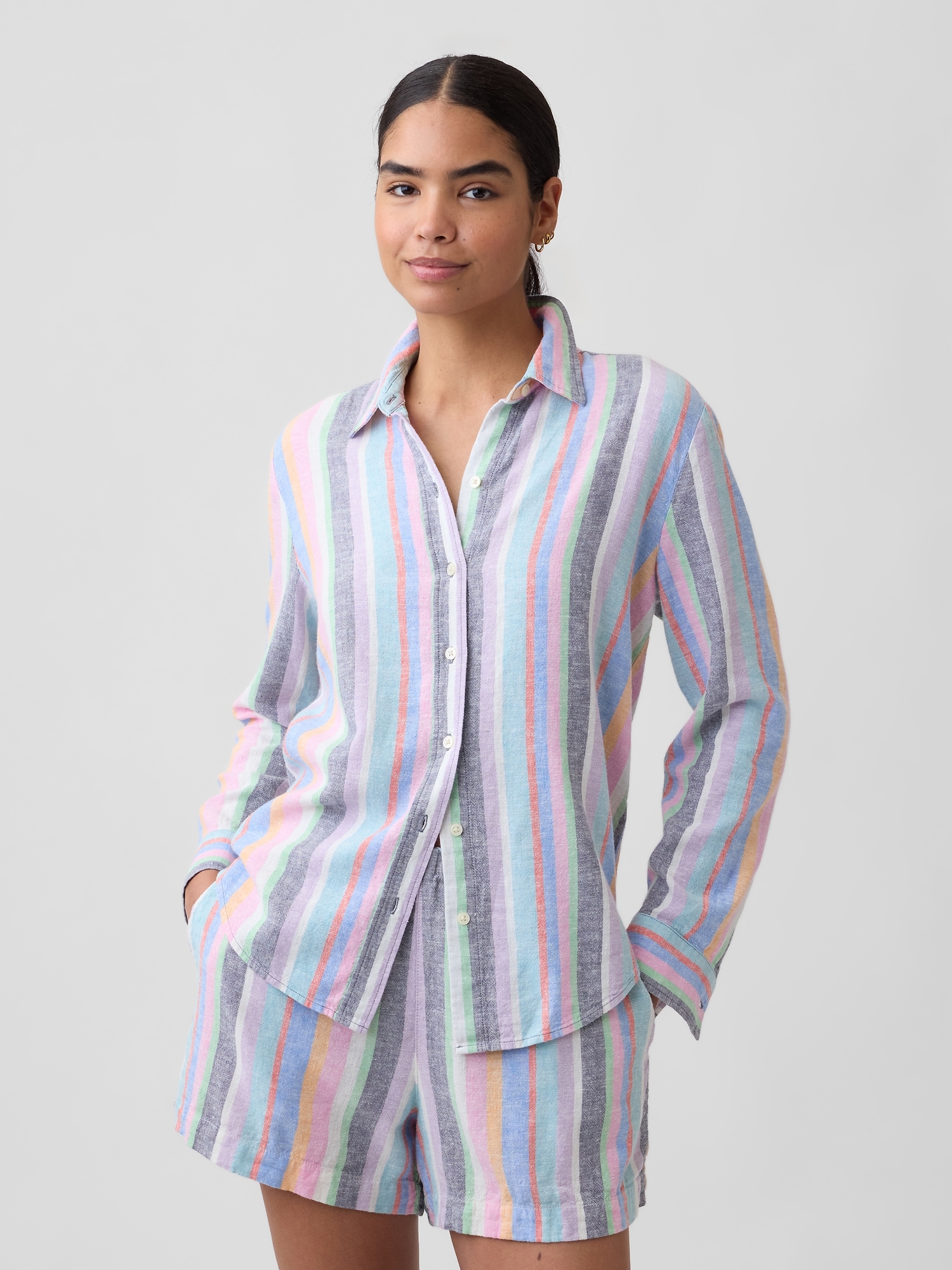 Linen-Blend Easy Shirt
