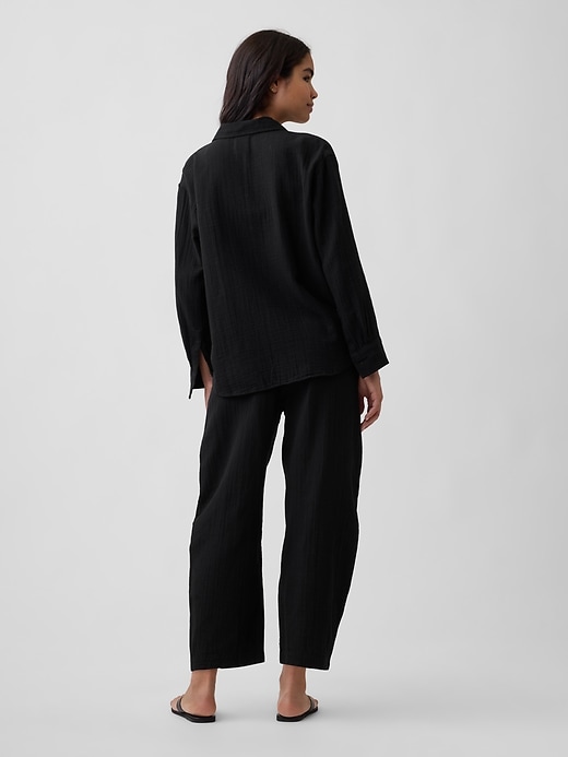 Image number 4 showing, Mid Rise Pull-On Barrel Gauze Pants