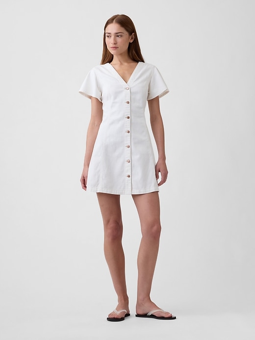 Image number 1 showing, Denim Button-Front Mini Dress