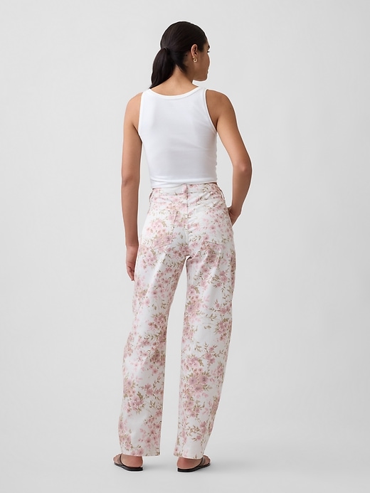 Image number 4 showing, High Rise Print Barrel Jeans