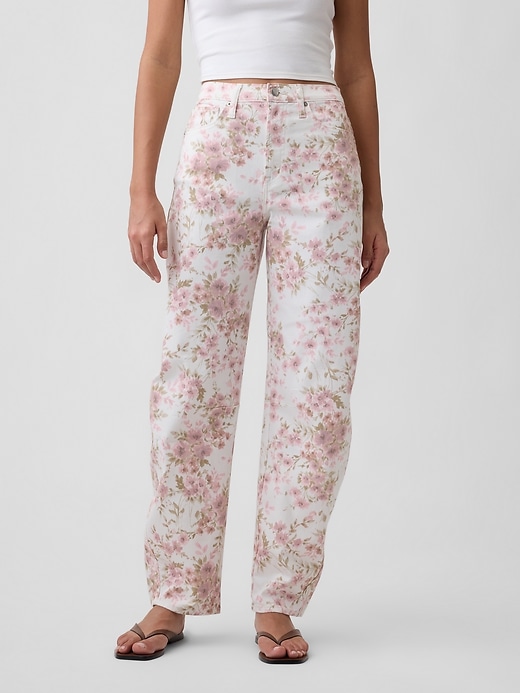 Image number 2 showing, High Rise Print Barrel Jeans