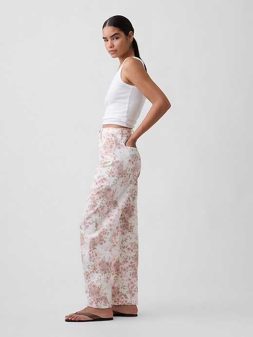 Image number 3 showing, High Rise Print Barrel Jeans