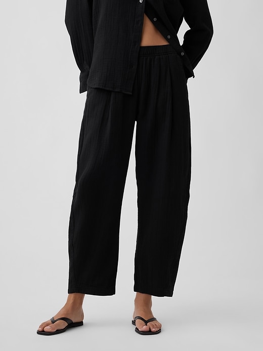 Image number 2 showing, Mid Rise Pull-On Barrel Gauze Pants
