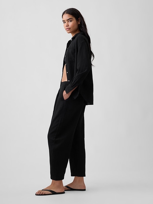 Image number 3 showing, Mid Rise Pull-On Barrel Gauze Pants