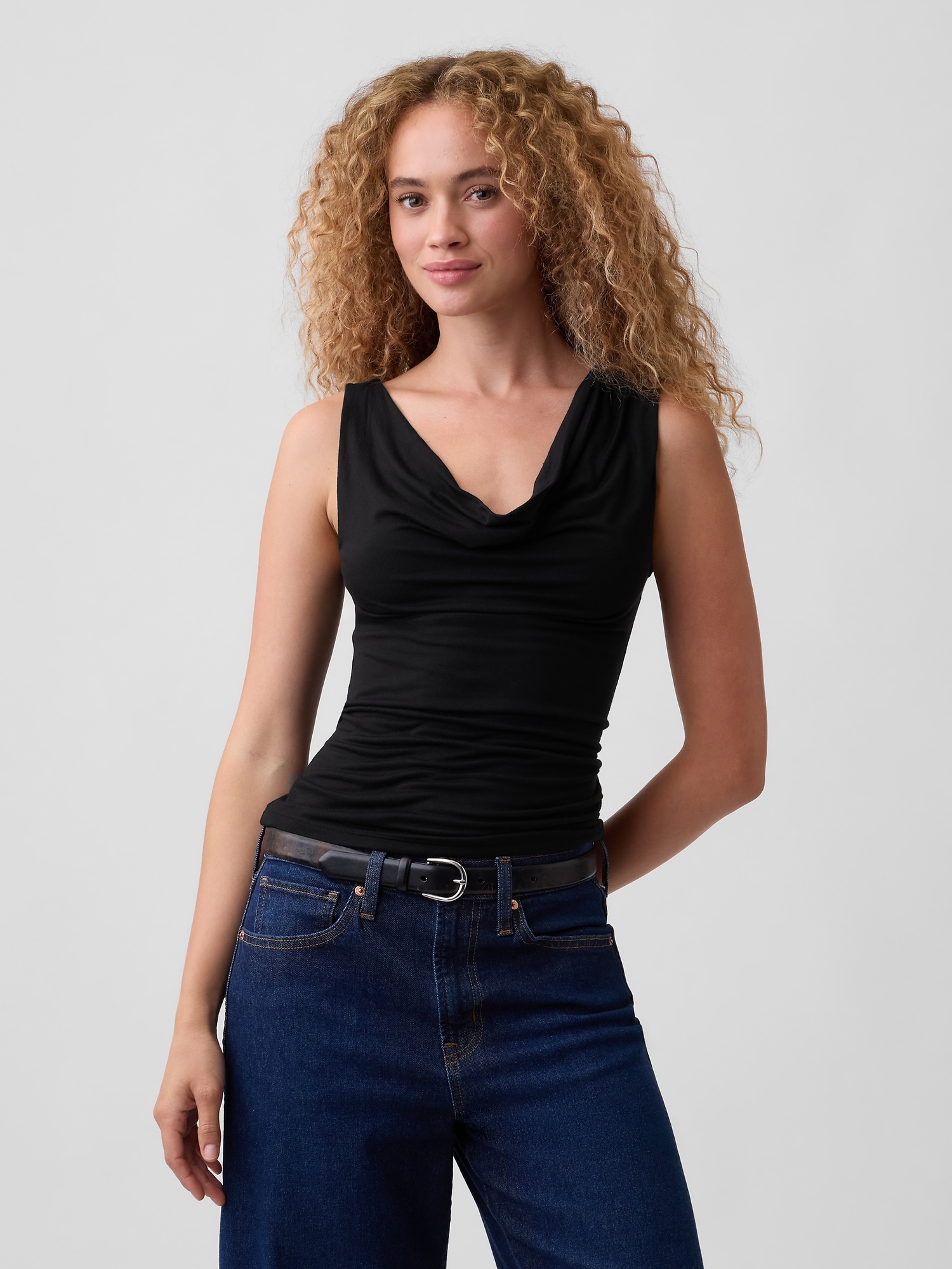 Sleeveless Cowl-Neck Top