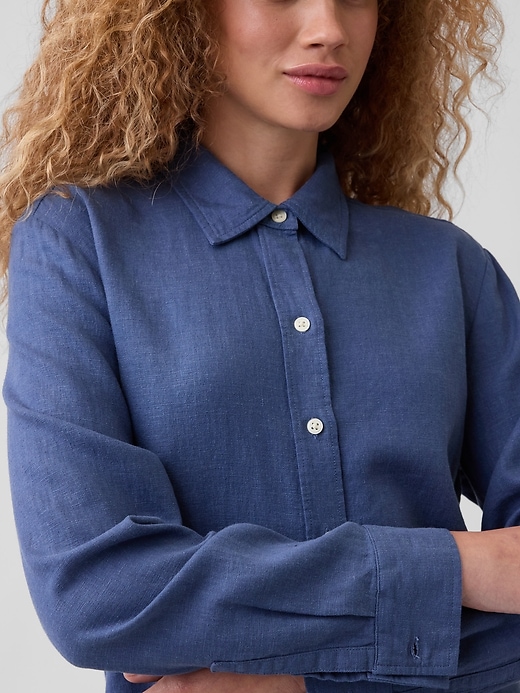Image number 4 showing, Oversized Linen-Blend Easy Shirt