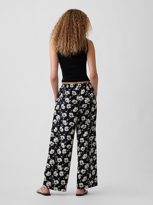 Image number 4 showing, Mid Rise Pull-On Wide-Leg Linen-Blend Pants