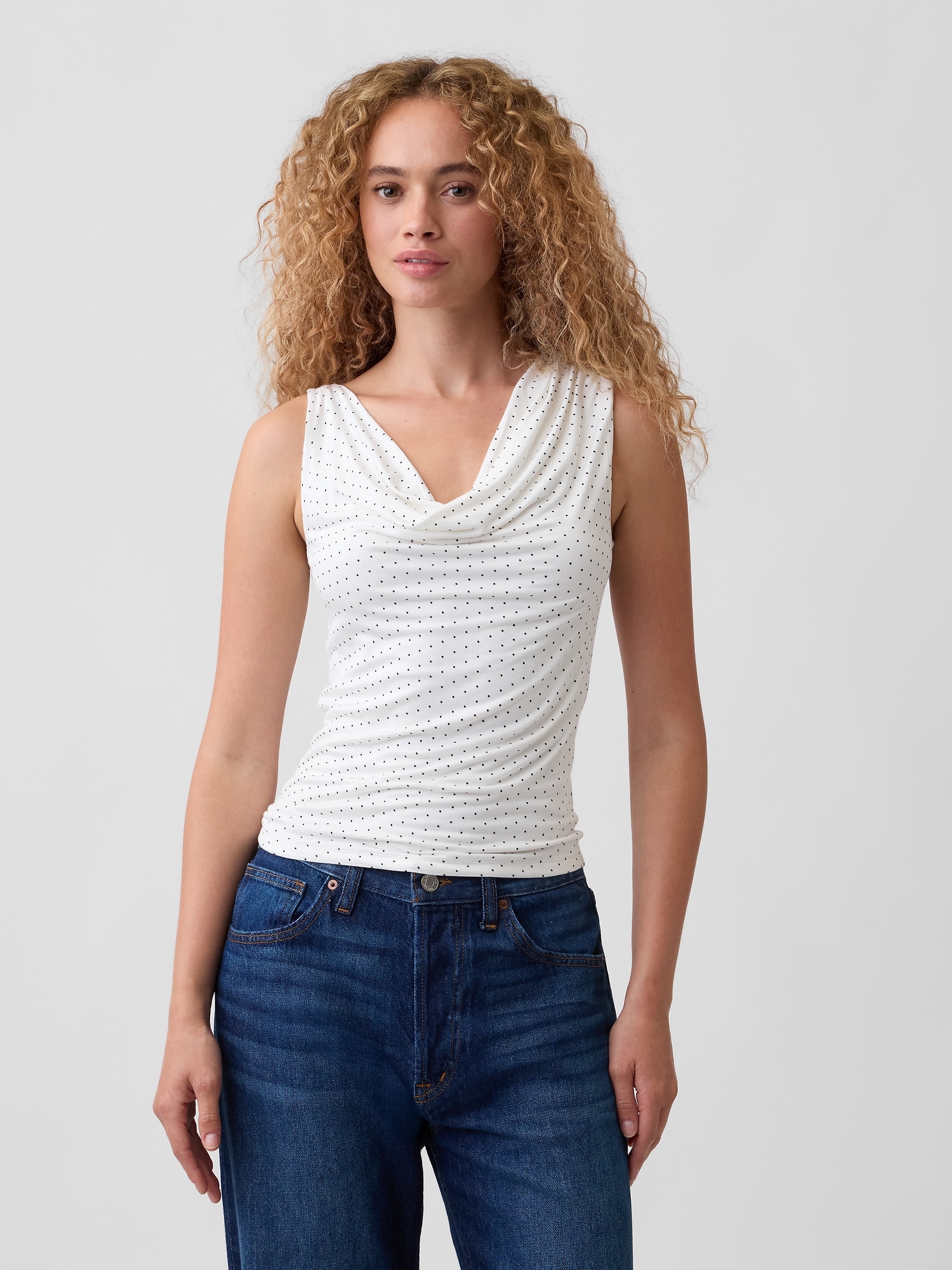 Sleeveless Cowl-Neck Top