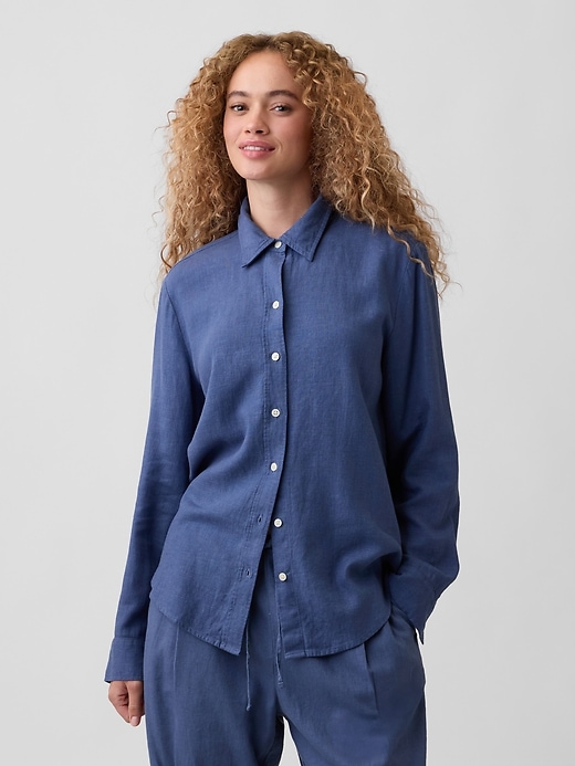Image number 1 showing, Oversized Linen-Blend Easy Shirt